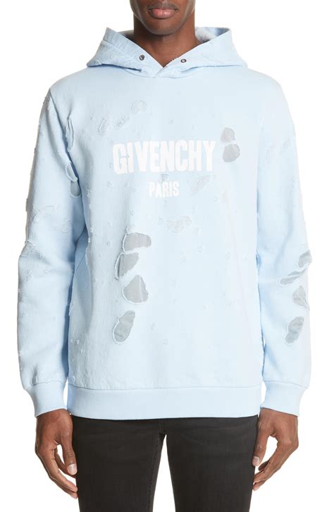 blue givenchy hoodie|givenchy destroyed hoodie.